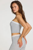 Modal Lace Trim Bandeau Top in Grey Marl