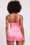 Satin Corset Mini Playsuit in Pink
