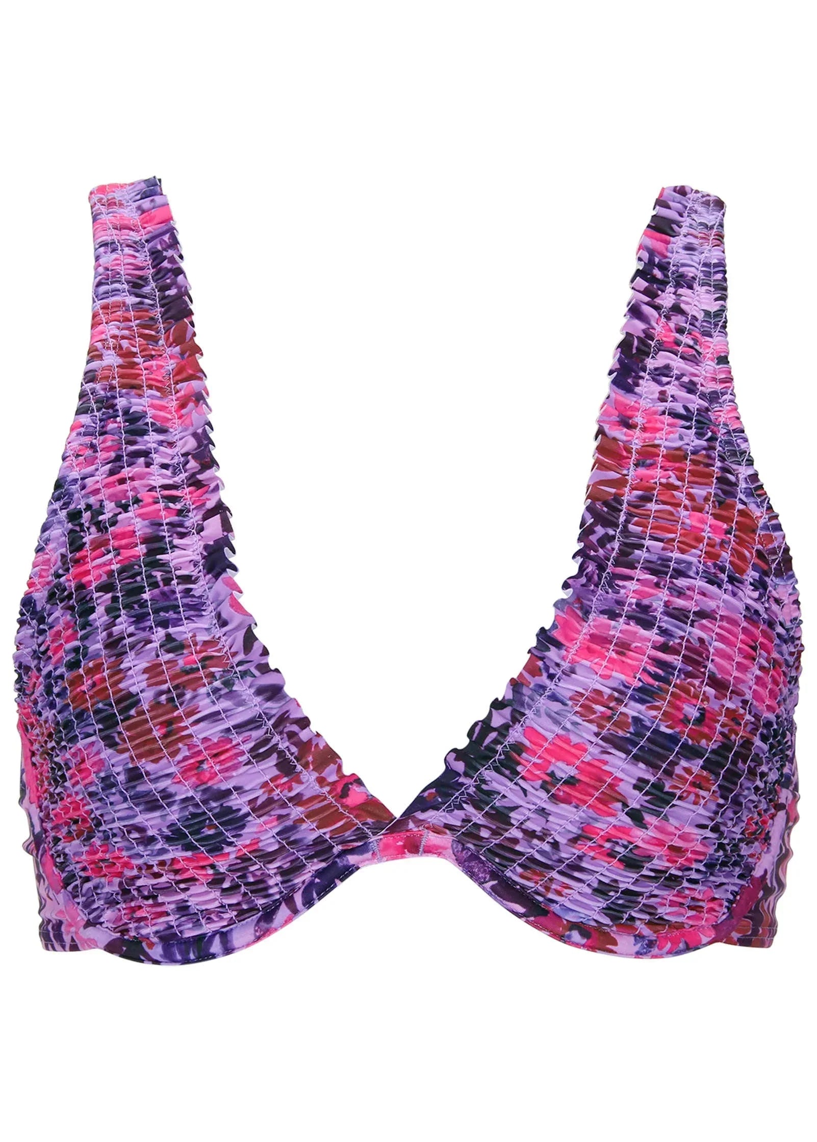 Smocked Underwire Top Ditsy Pink Purple
