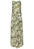 Sleeveless Floral Maxi Dres Green Multi