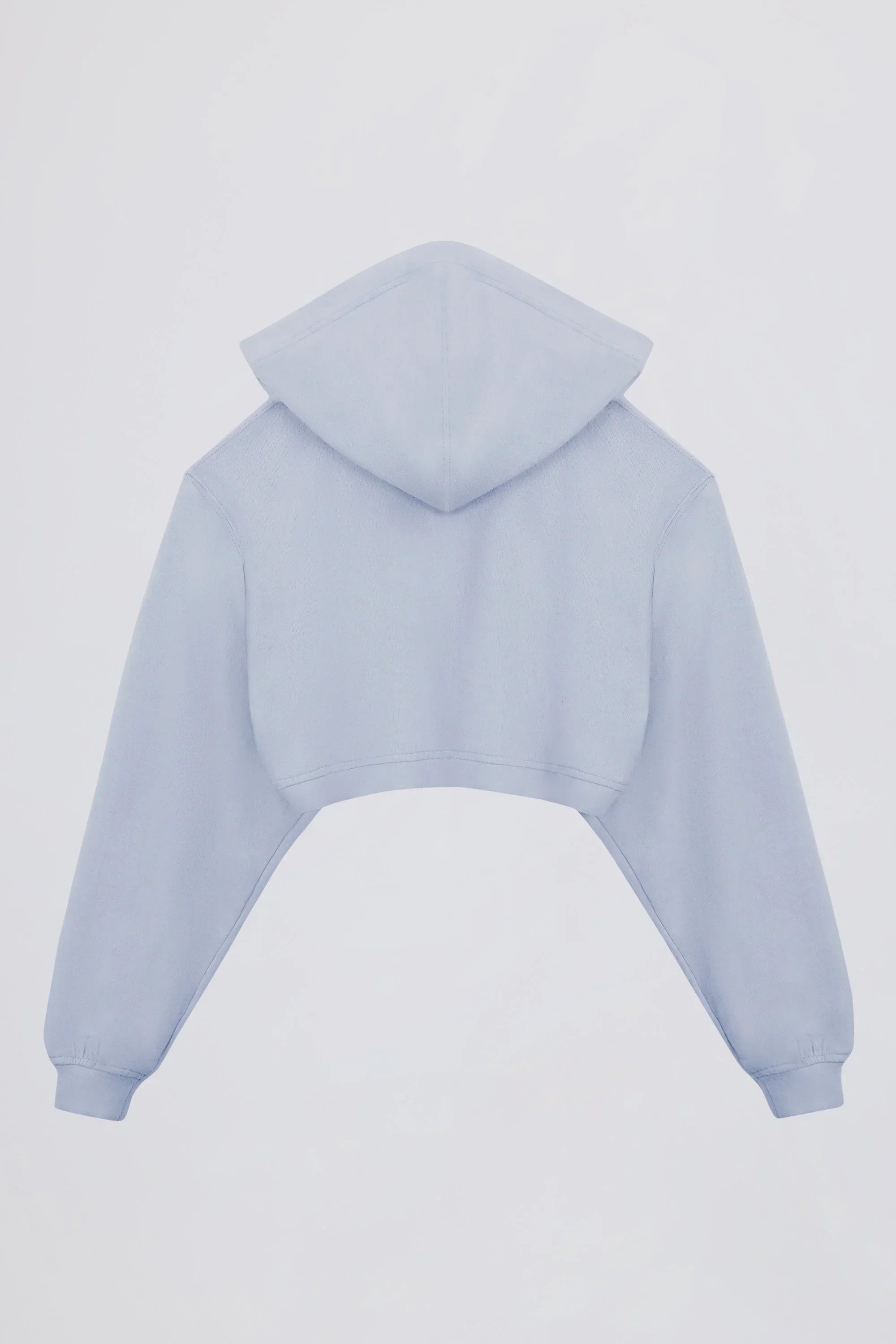 Brushed Jersey Hooded Cropped Shrug in Soft Blue