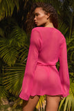 Cowl Neck Mini Dress in Fuchsia Pink