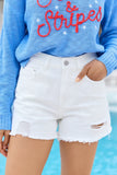 Noelle White Distressed Denim Shorts