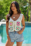 Iris Ivory Crochet Tie Cardigan Tank