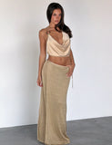 CYRENE TIE MAXI SKIRT GOLD