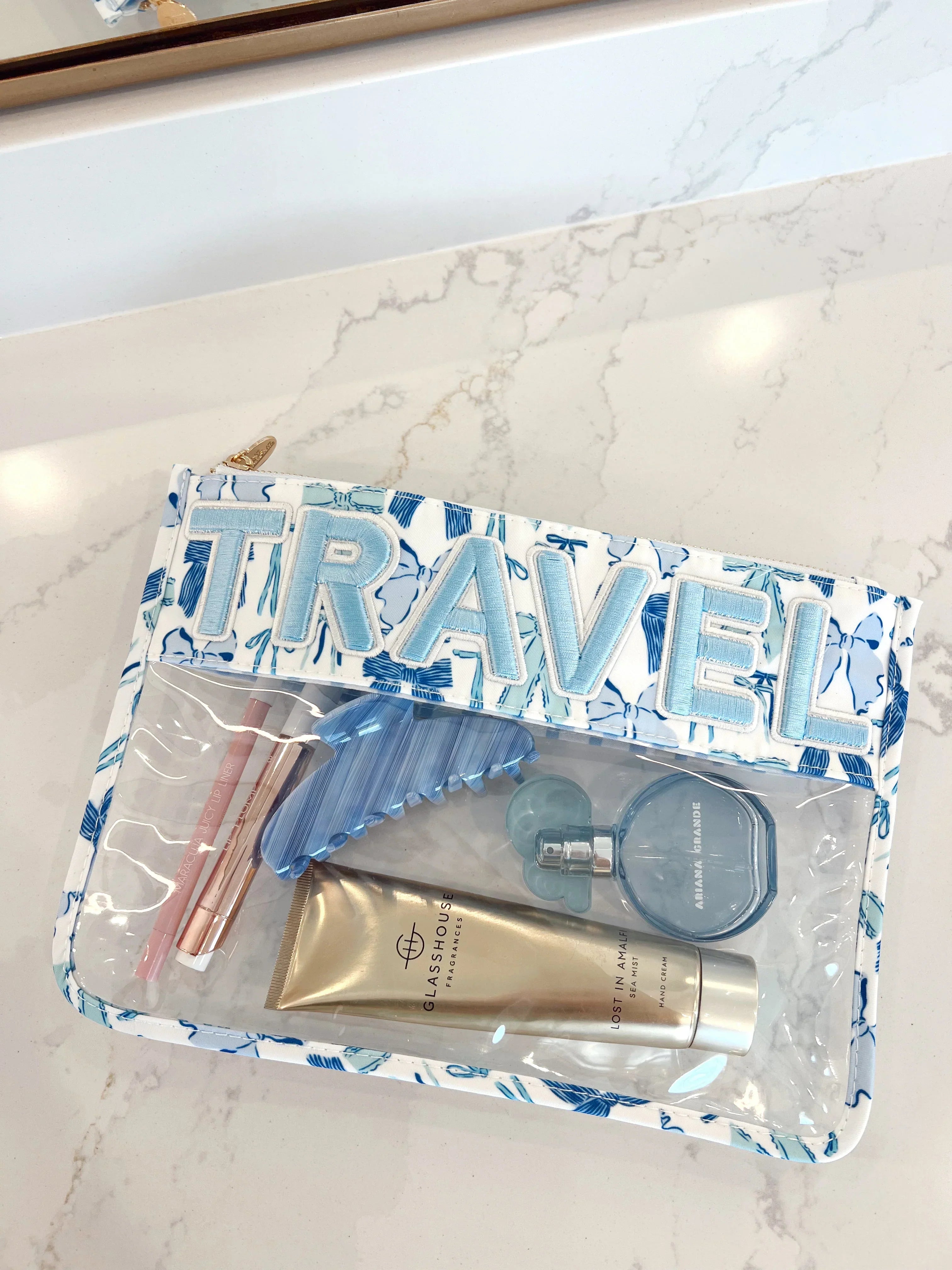 KenzKustomz Blue Bow Clear Pouch Travel