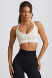 Super Sculpt Seamless Cross Back Sports Bra in White