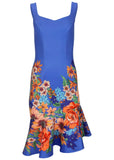 Asymmetric Ruffle Hem Dress Voyage Bouquet Border Floral