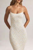 Modal Scoop Neck Strappy Maxi Dress in Floral Print