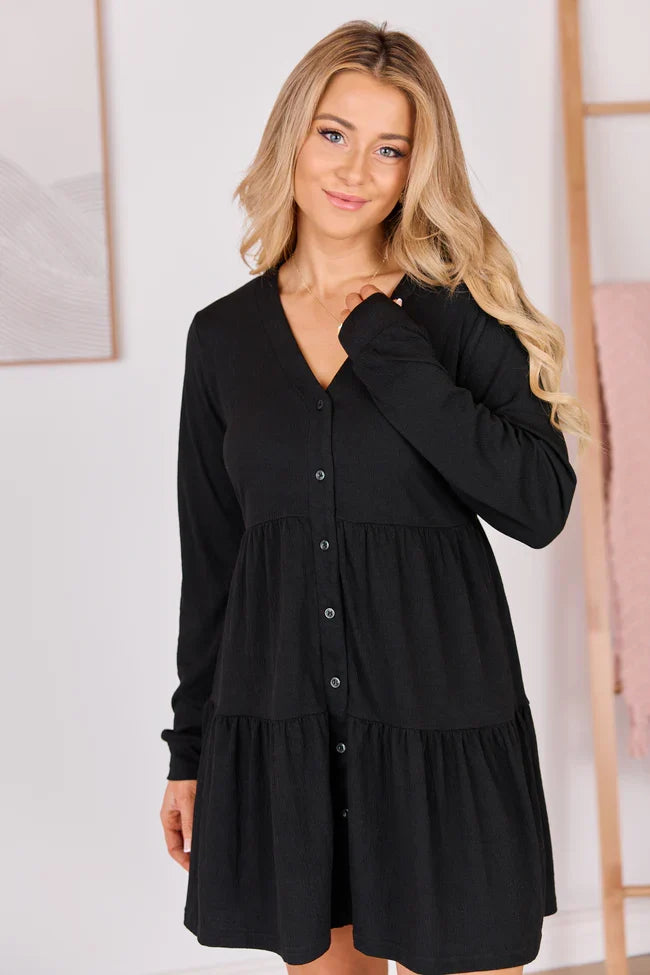 Donelle Black Tiered Dress