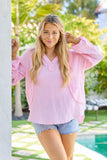Jenna Pink Gauze V Neck Tunic