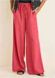 Linen Wide Leg Pant Coral