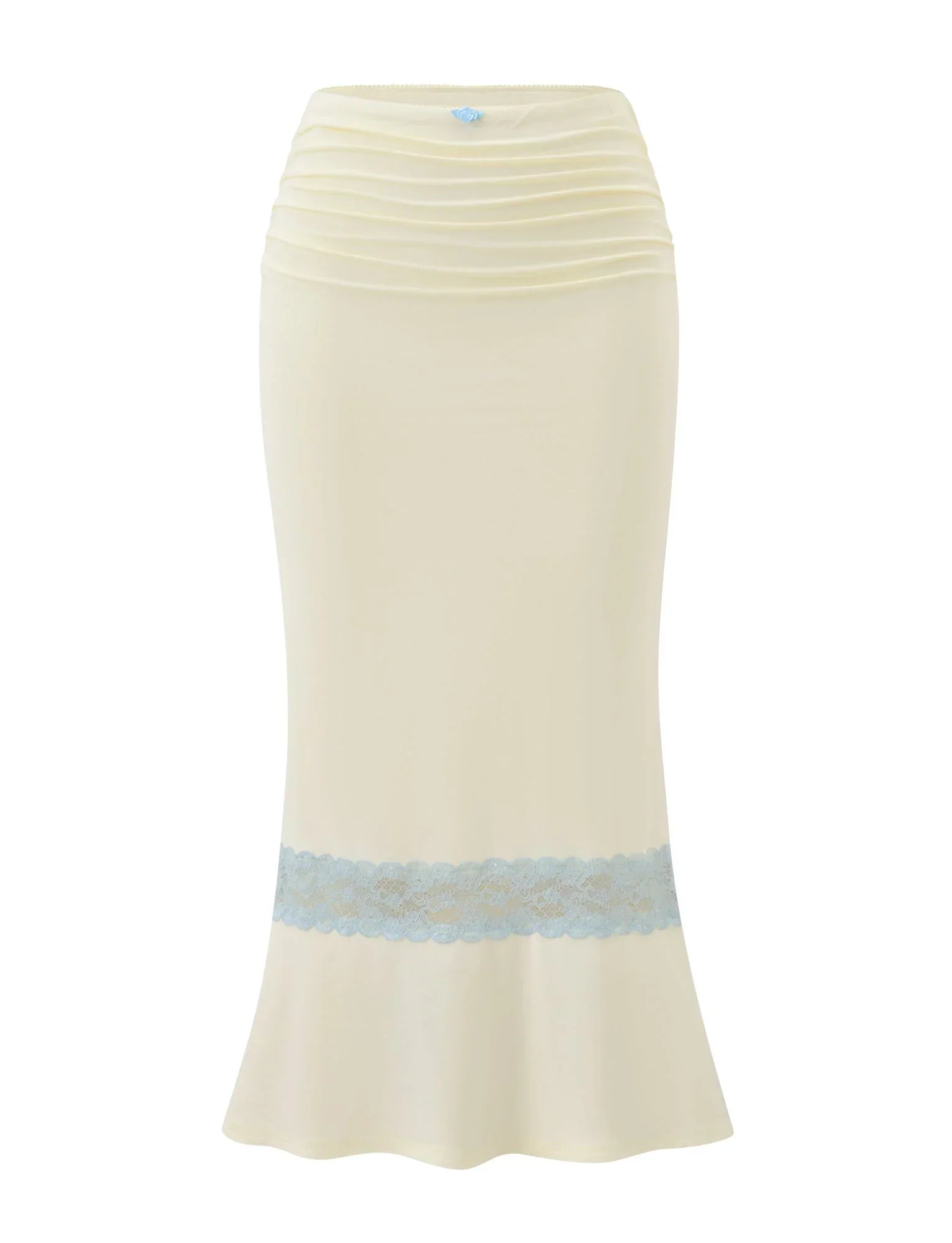 CALINA LACE PANEL MIDI SKIRT CREAM