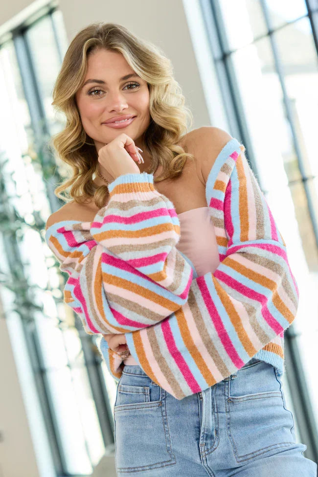 Jennie Multi Striped Cropped Cardigan