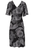 Print Midi Dress Black White