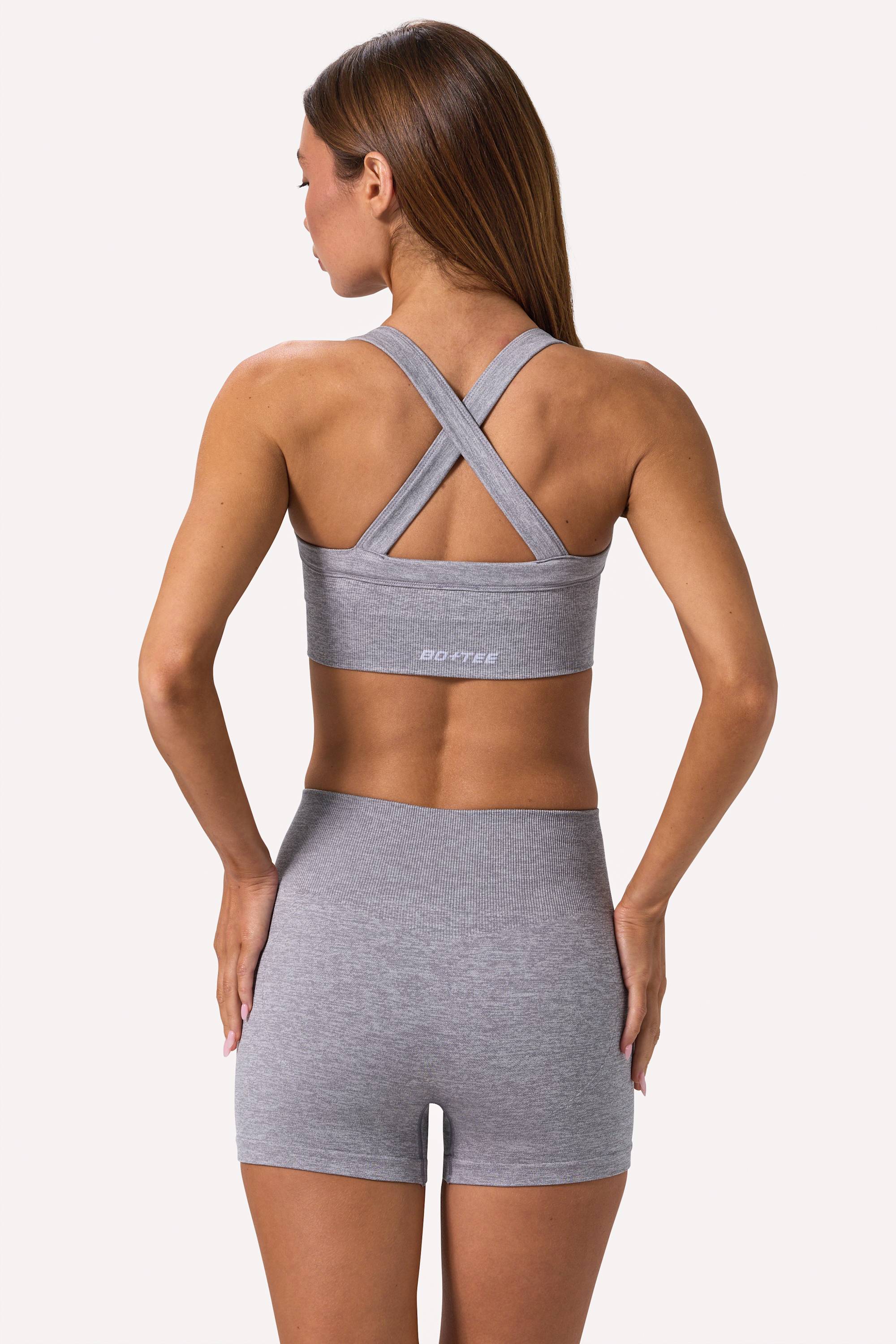 Super Sculpt Seamless Backless Sports Bra in Grey Marl
