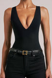 Deep Plunge Halterneck Bodysuit in Black