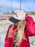 BASEBALL Red on Black Stripe Vintage Hat PREORDER