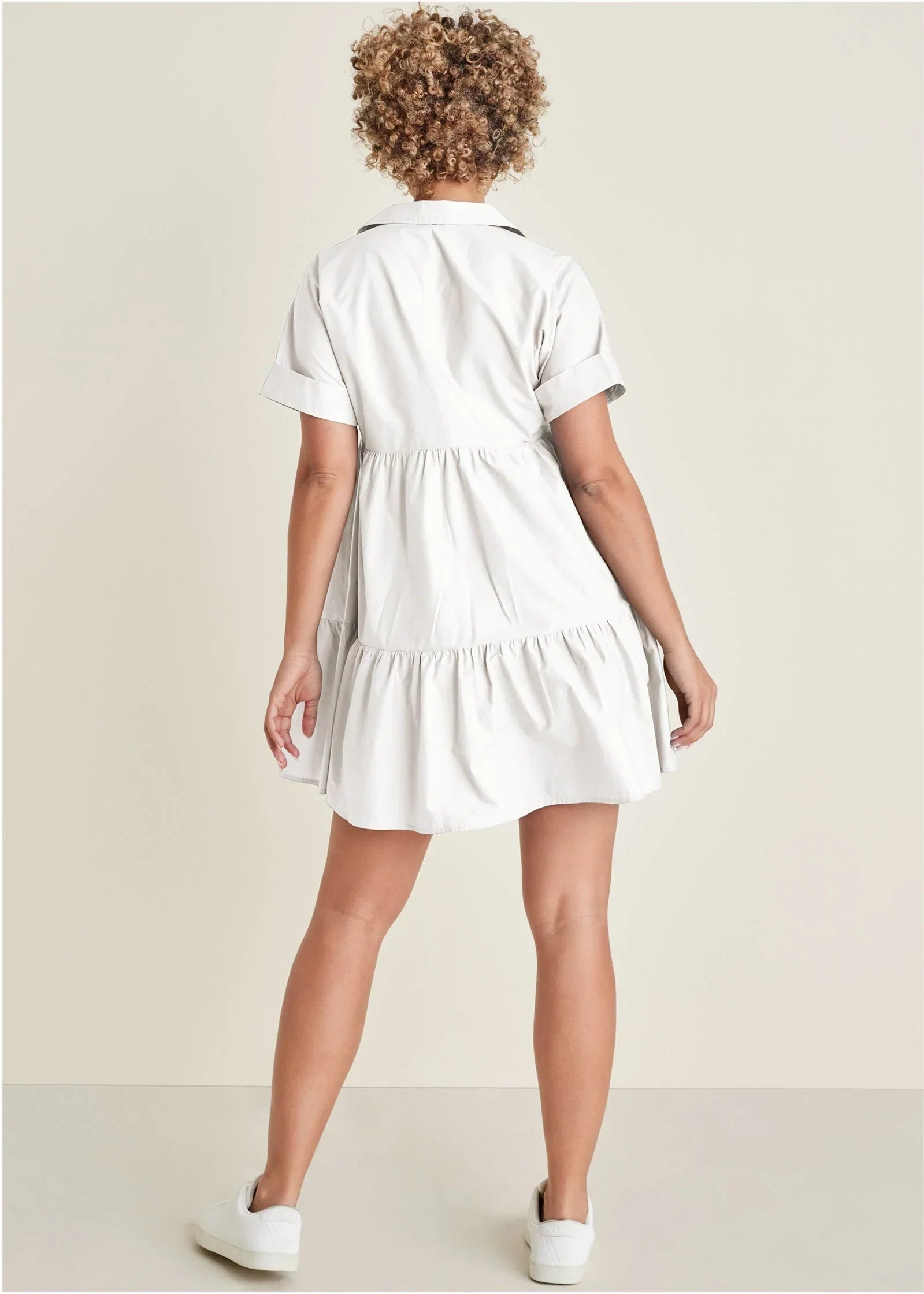 Cotton Poplin Tiered Dress Cloud Dancer