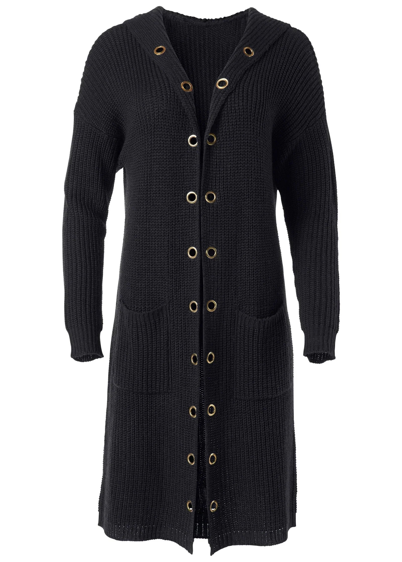 Grommet Detail Duster Black