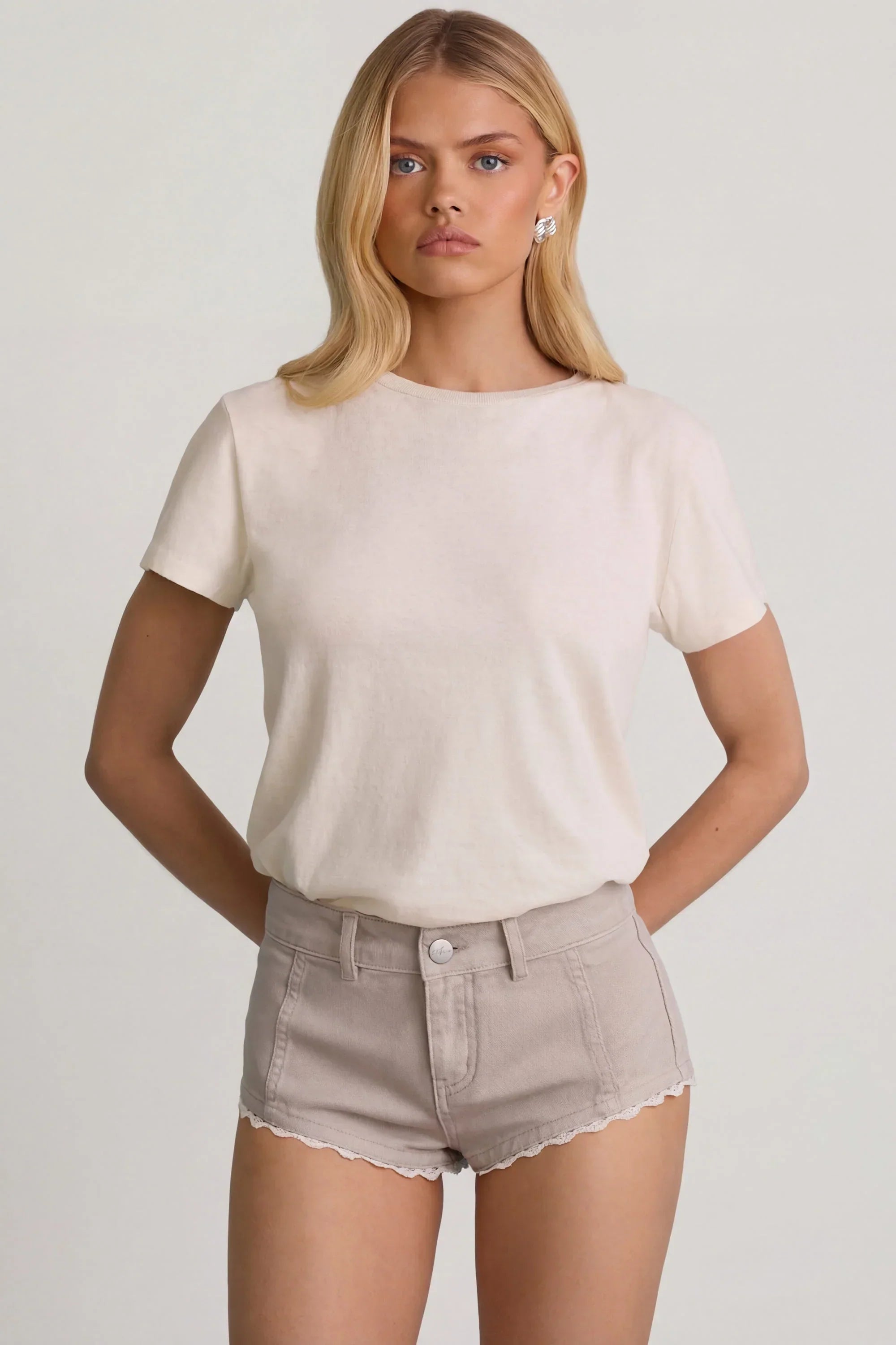 Low Rise Hot Pants in Ecru