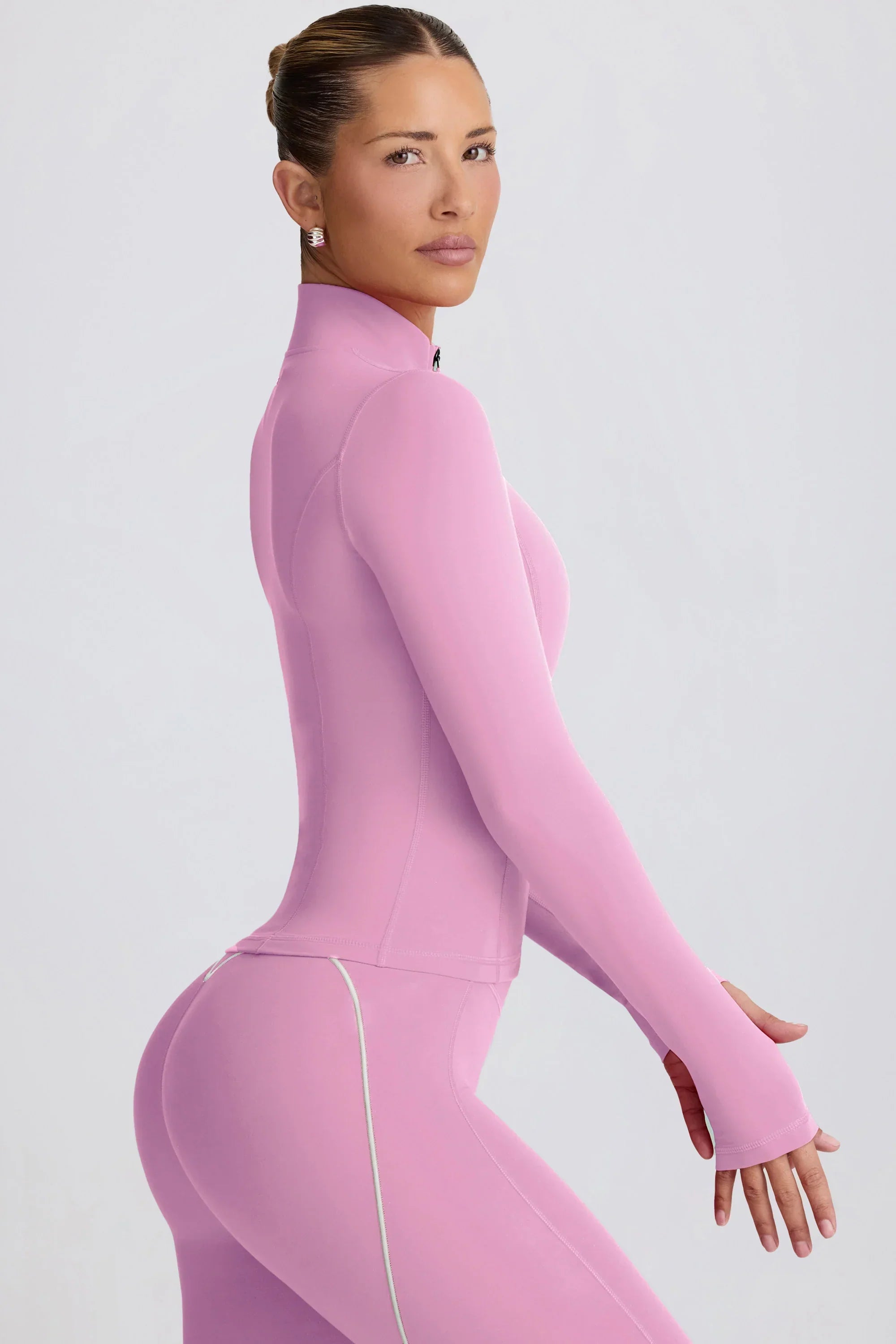 Soft Active Zip Up Jacket in Dusty Pink