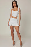Embellished Mid Rise A Line Mini Skirt in White