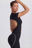 Cut Out Longline T Shirt in Black
