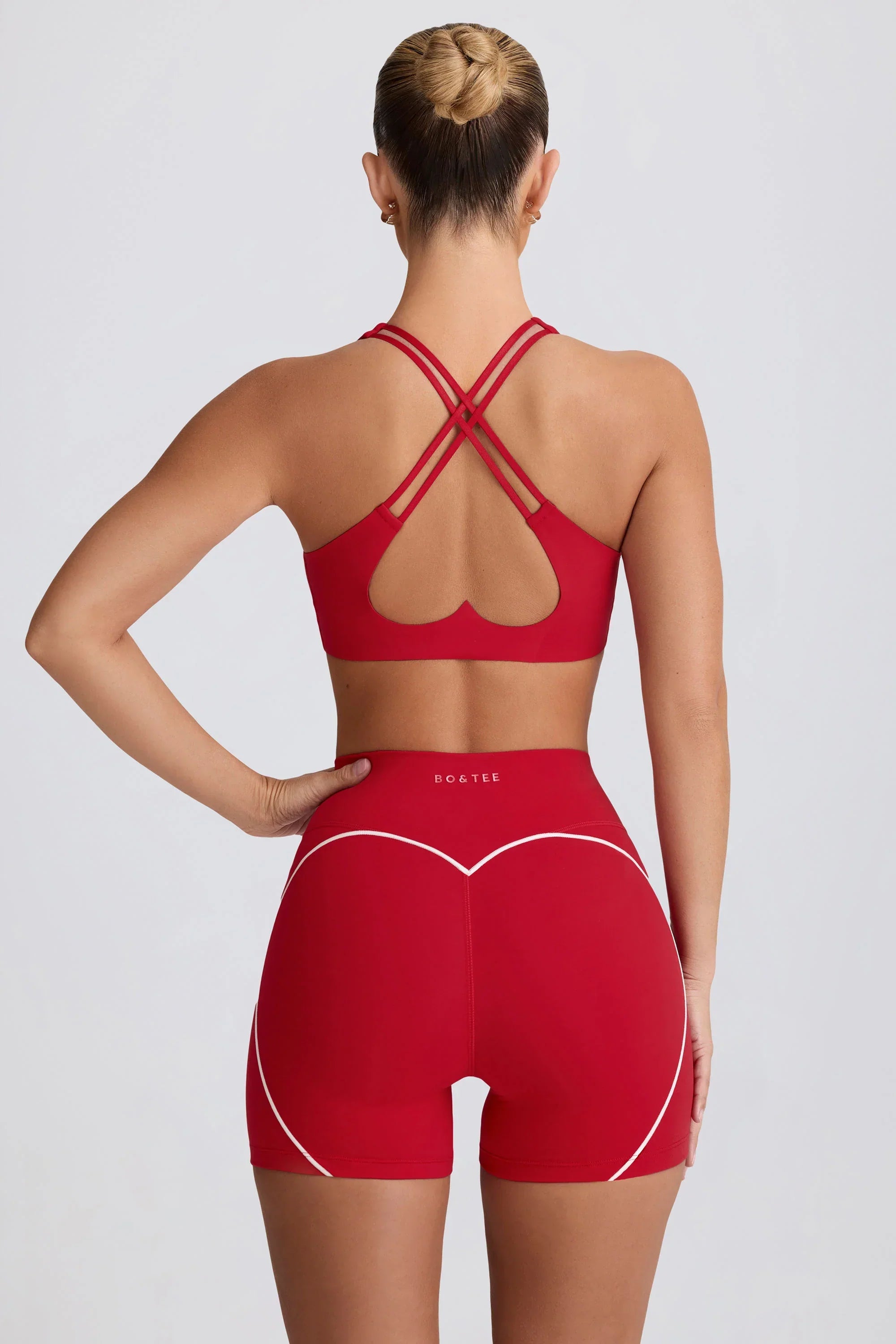 Soft Active V Neck Sports Bra in Hot Red