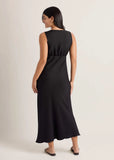 Solid Ruffle Trim Dress Jet Black