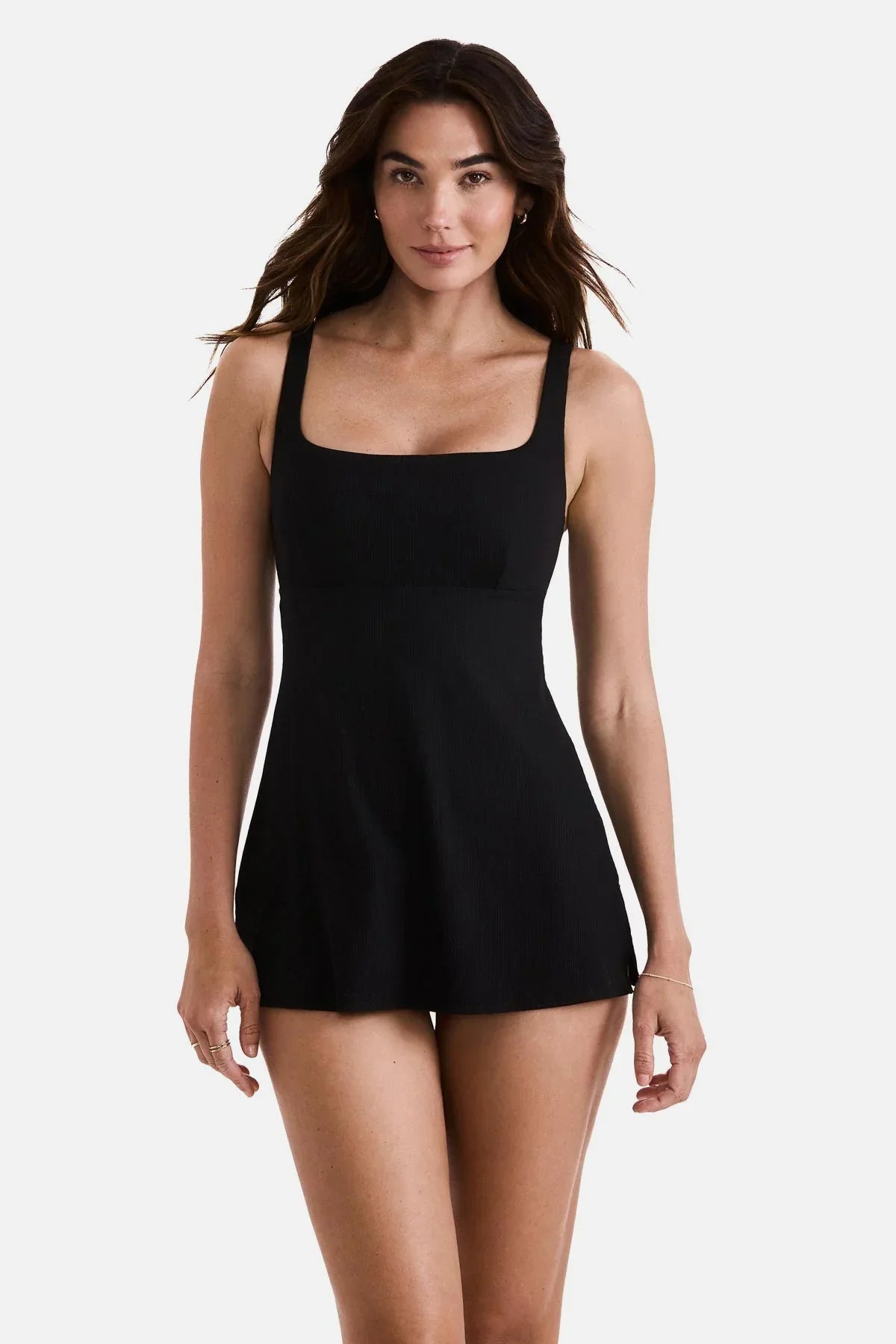 Harper Swim Dress Black Lido Rib