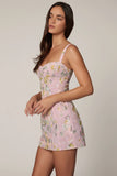 Embellished A line Mini Dress in Soft Pink