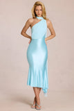 Scarf Detail Midaxi Dress in Aquamarine