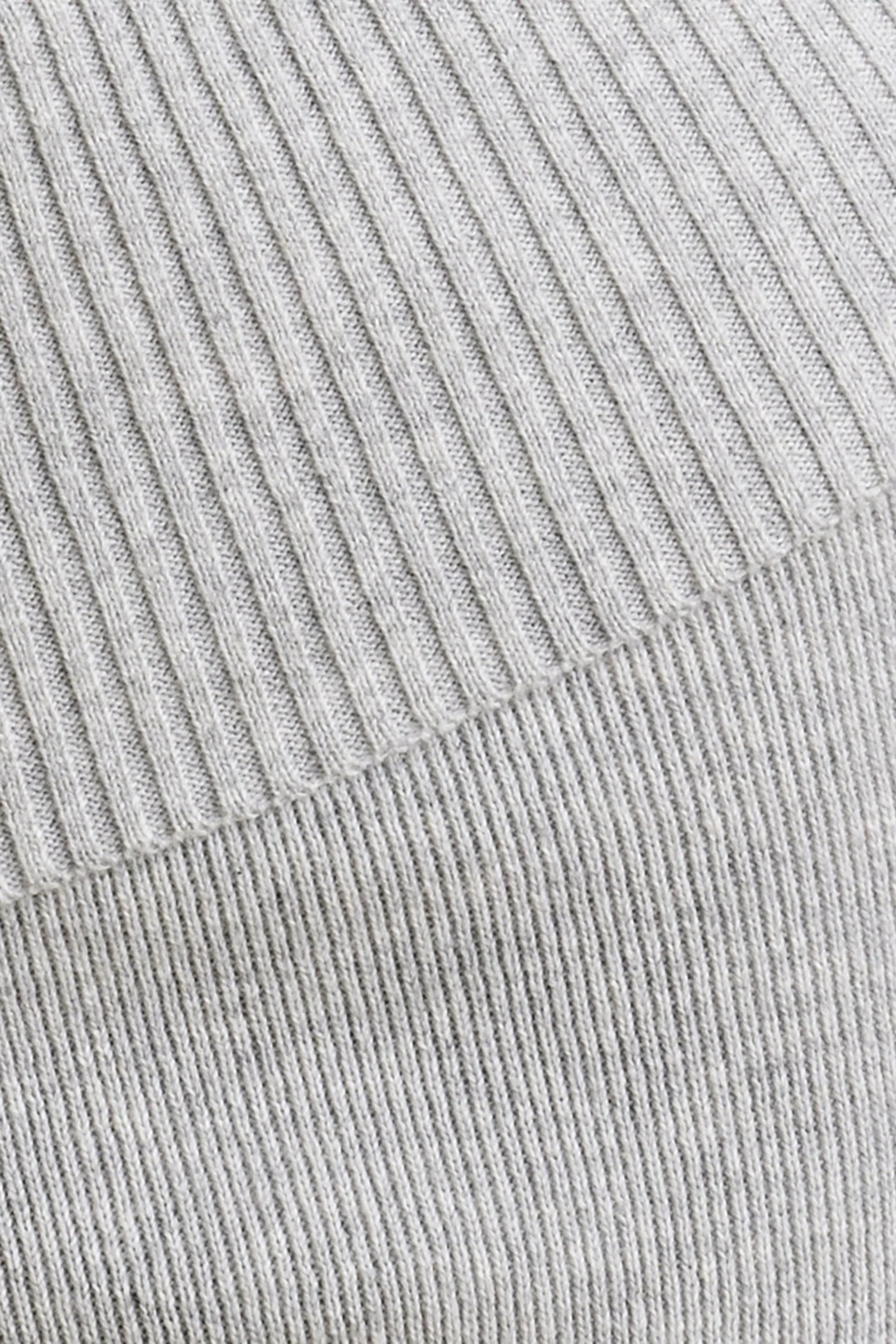 Chunky Knit Foldover Kick Flare Trousers in Grey Marl