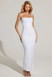 Embellished Cowl Neck Maxi Dress in White