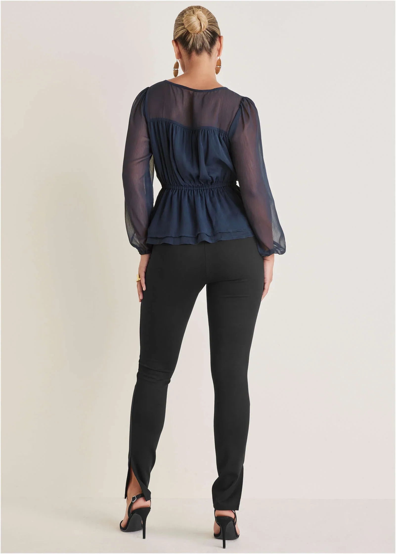 Sheer Beauty Blouse Navy