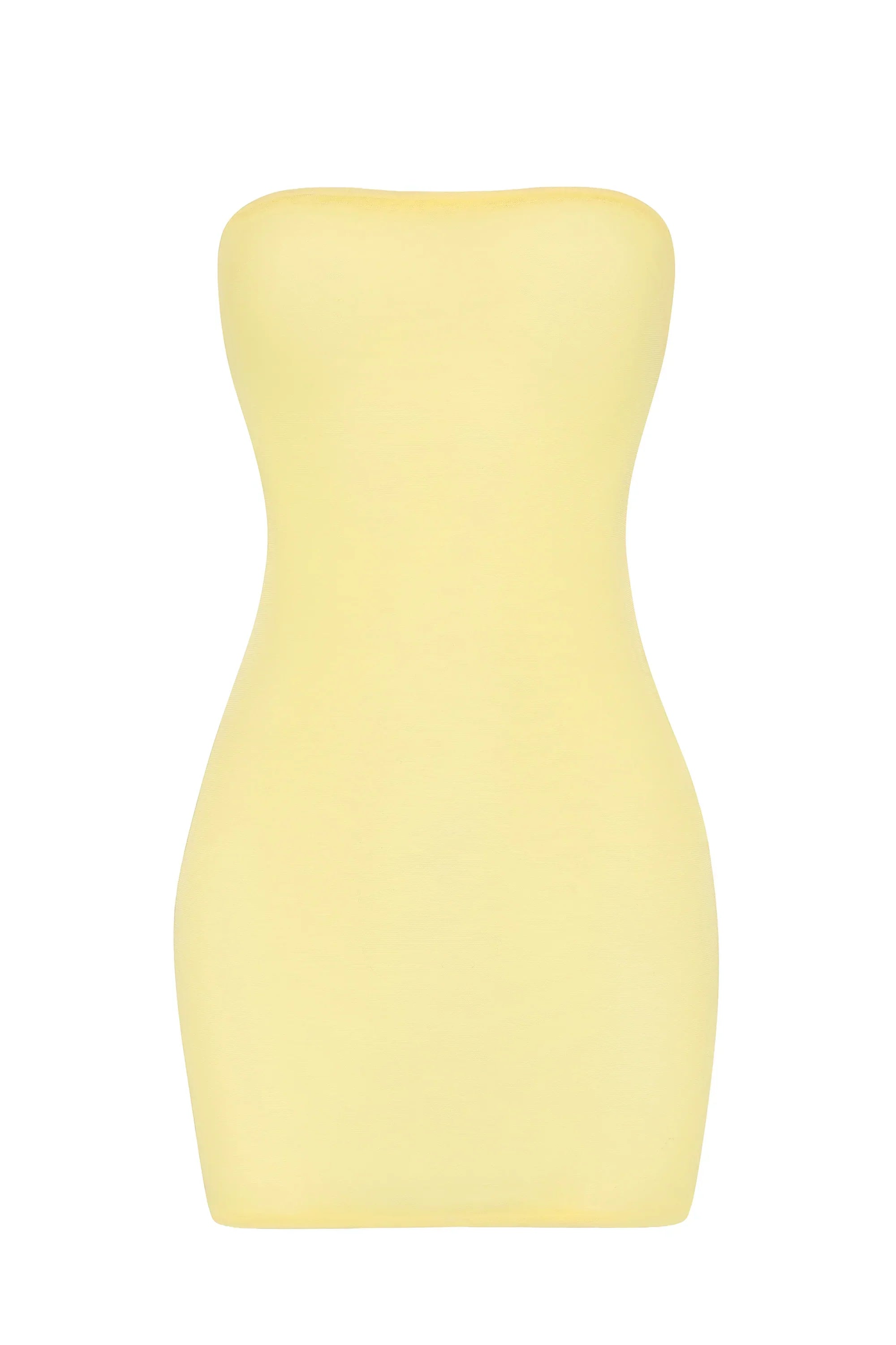 Soft Sheer Mesh Bandeau Mini Slip Dress in Yellow