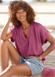 V Neck Top Mauve