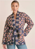 Quilted Jacket With Tie Blue Pink