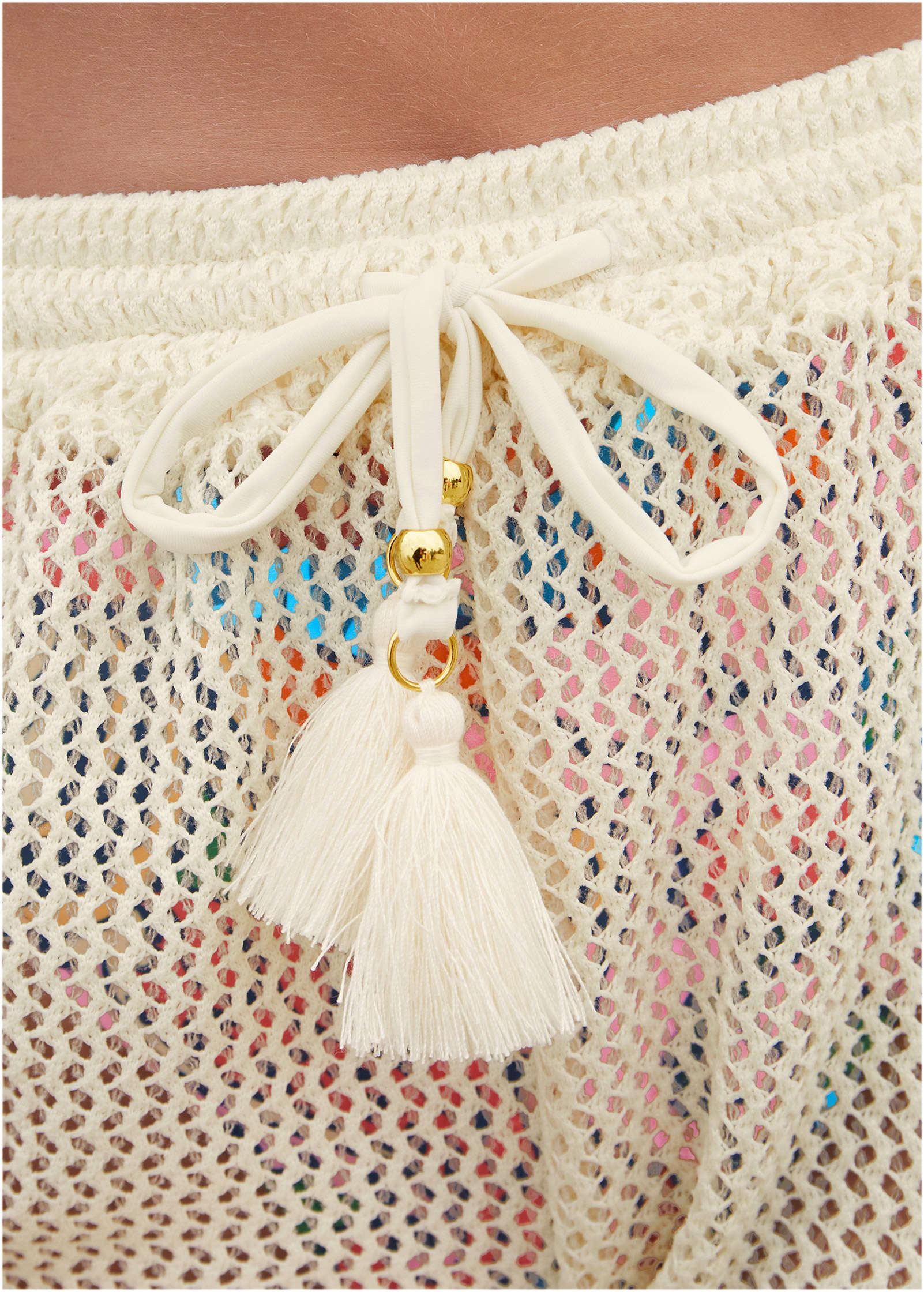 Crochet Cover Up Shorts Cream