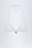 Charm Detail Triangle Bikini Top in White