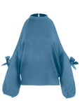 Cold Shoulder Bow Sweater Niagara
