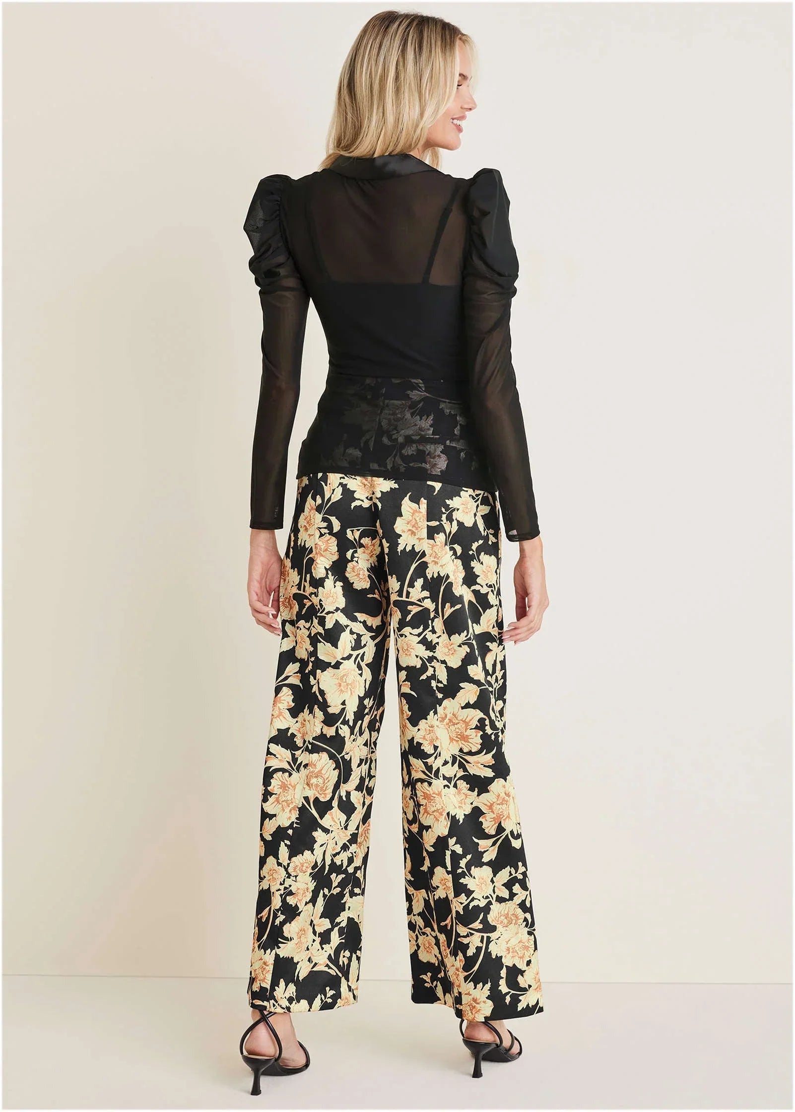 Mesh Button Front Top Jet Black