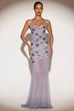 Embellished Sweetheart Neck Backless Gown in Lilac