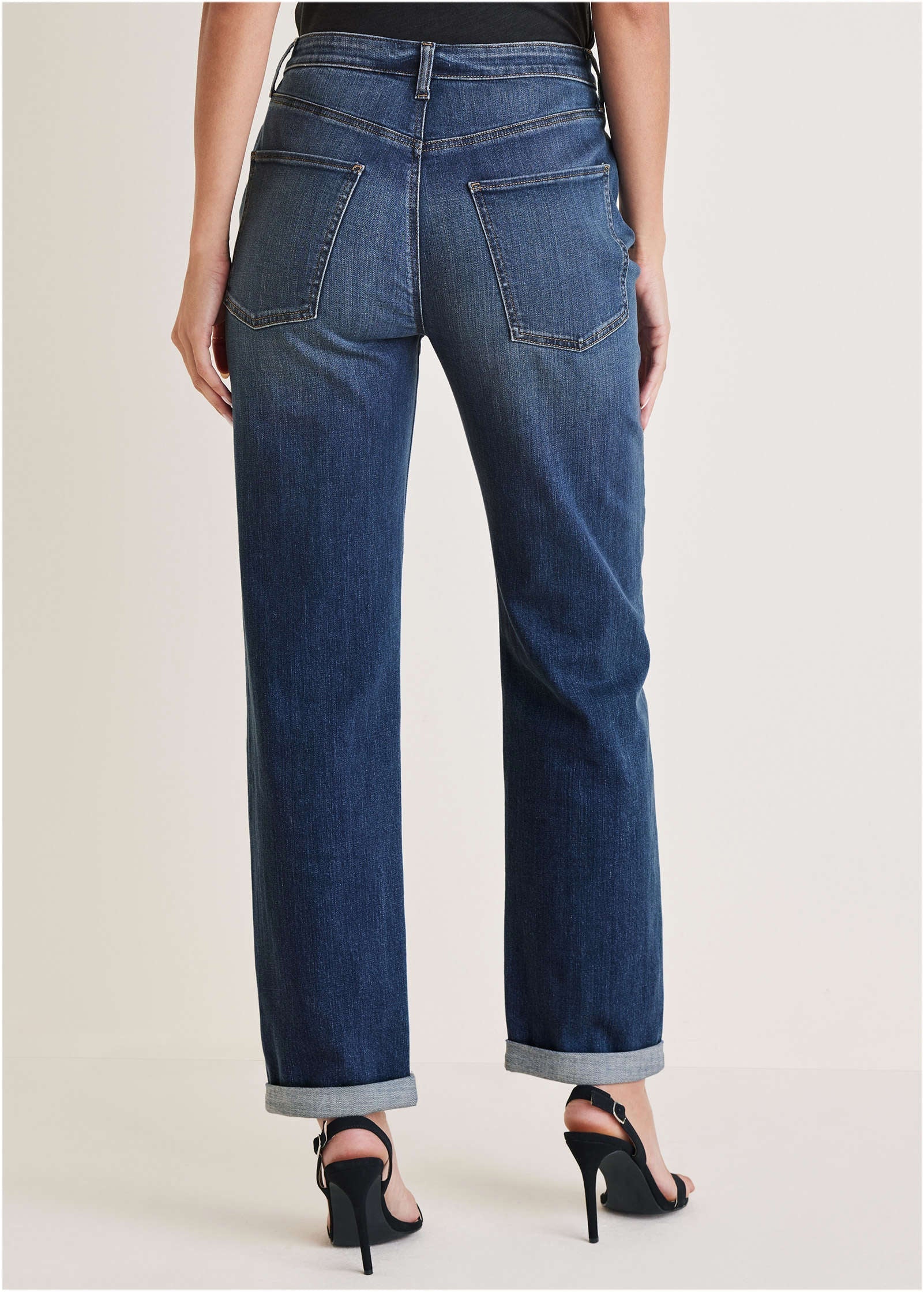 Rolled Cuff Relaxed Jeans Medium Wash