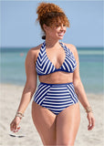 St Tropez High Waist Bottom Navy Blue White Stripes