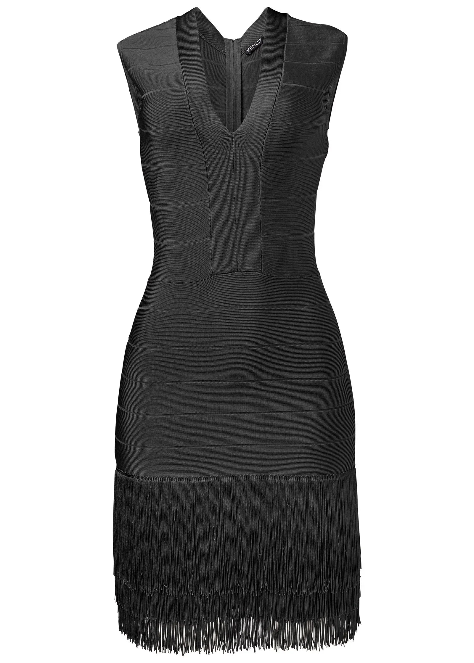 Bandage Fringe Dress Black