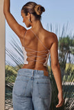 One Shoulder Lace Up Top in White