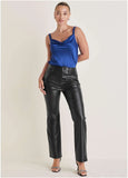 Faux Leather Bootcut Pants Jet Black