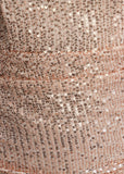 The Night of Nights Cowl Neck Sequin Midi Dress Rose Gold
